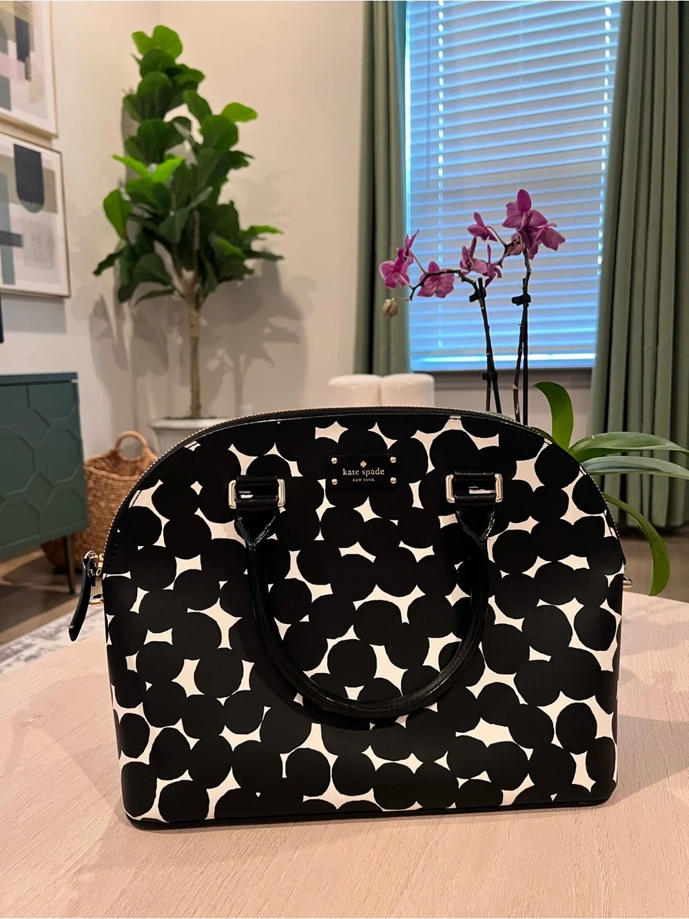 kate spade Black & White Graphic Dome Satchel